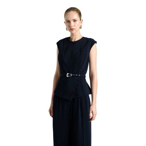 Cue Recycled Crepe Lipped Seam Top